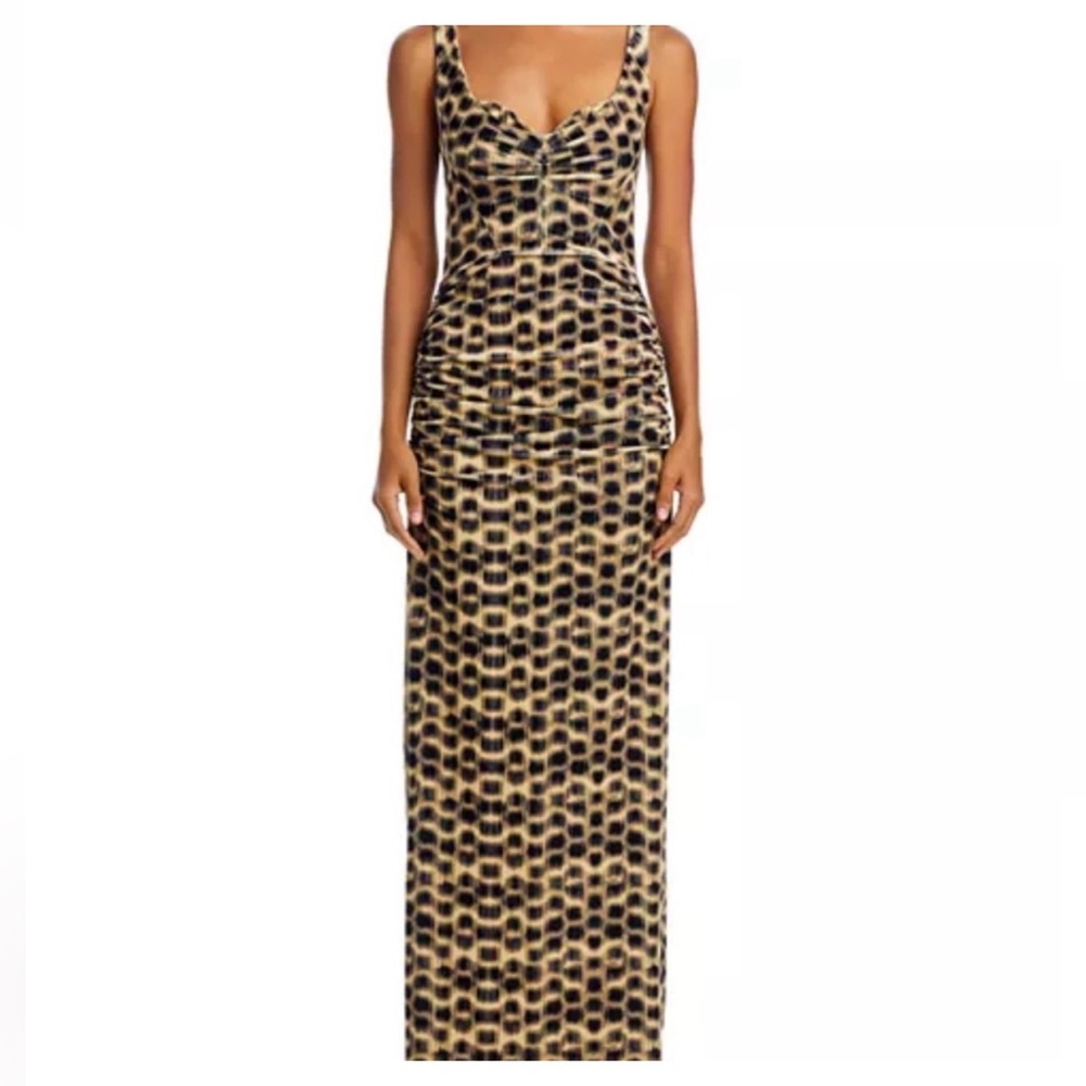 Black Halo Sleeveless Geometric Maxi Dress in Beige and Black